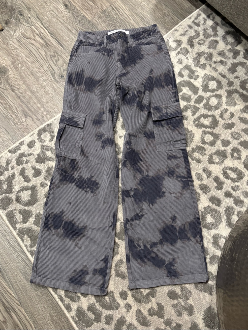 Tie-Dye Corduroy Cargo Wide Leg Baggy Pants 5